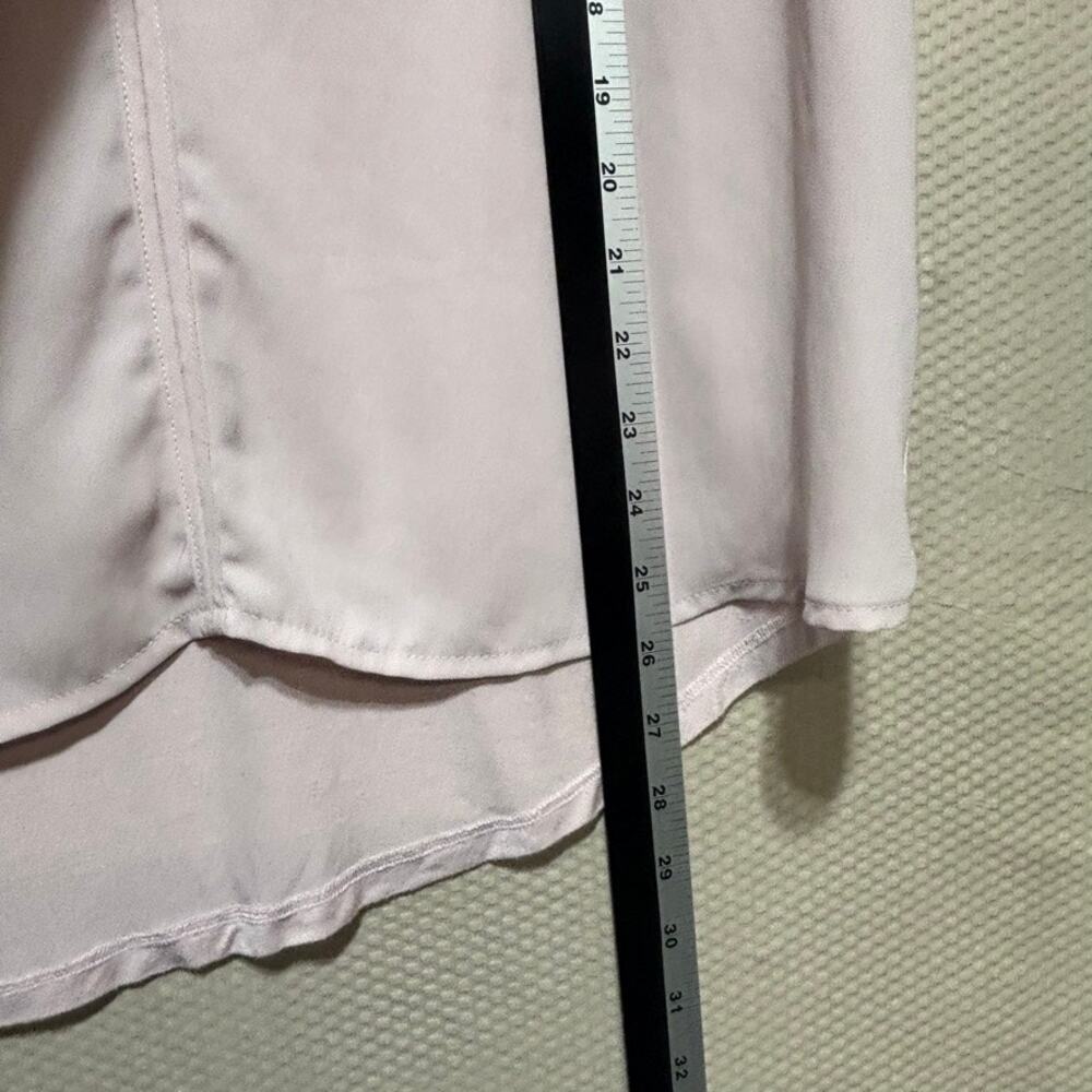 Pleione Women's Dusty Pink Hi-Lo Blouse Size M V Neck Short Sleeve Casual - Picture 7 of 8